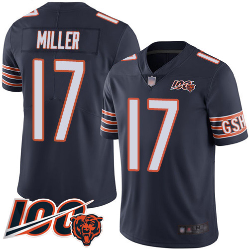 Chicago Bears Limited Navy Blue Men Anthony Miller Home Jersey NFL Football #17 100th Season->nfl t-shirts->Sports Accessory